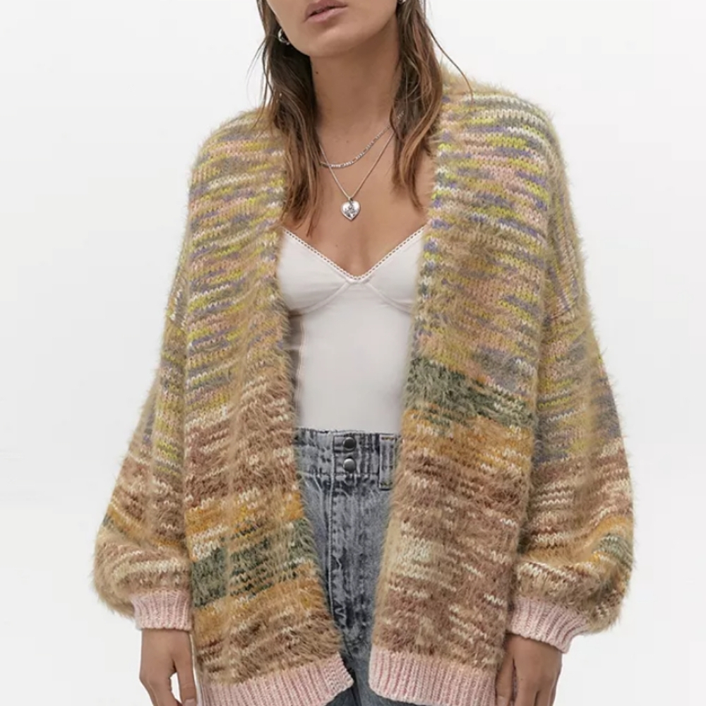 Kimchi Blue Multicolor Pastel Chunky Knit Cardigan